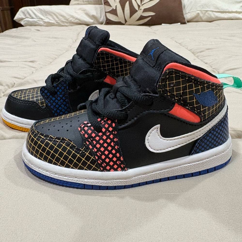 Jordan Kids Black and Multicolor High-Top Sneakers
